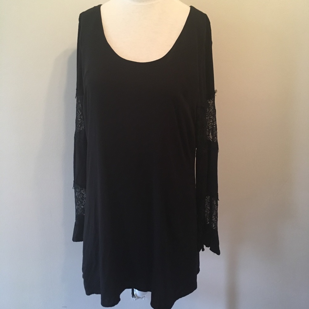 Francesca’s black dress with lace long sleeves